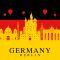 Germany flag, Berlin travel landmark.